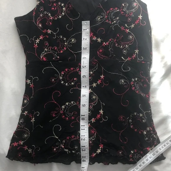 Ricki's Black Floral Embroidered Camisole with Pink Accents - Picture 7 of 7